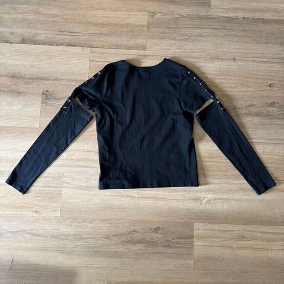 Vintage Tripp NYC Size XL Safety Pin Cutout Long Sleeve Tee Black Punk Rock Goth - Picture 4 of 6